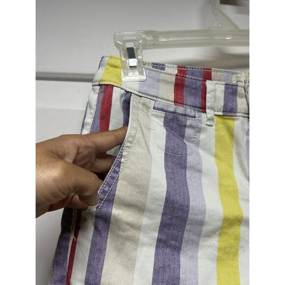 Chino by Anthropologie Women Sz 27 Colorful Striped Relaxed Chino Shorts Rainbow - Picture 8 of 10